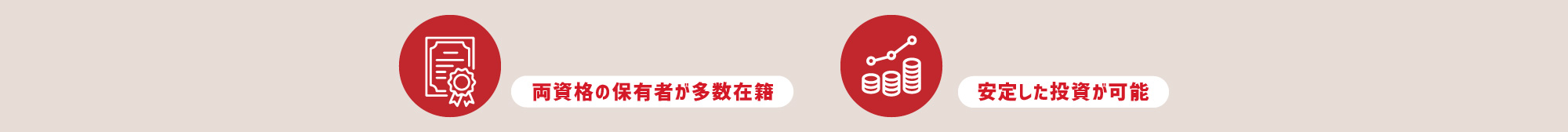 [両資格の保有者が多数在籍][安定した投資が可能]